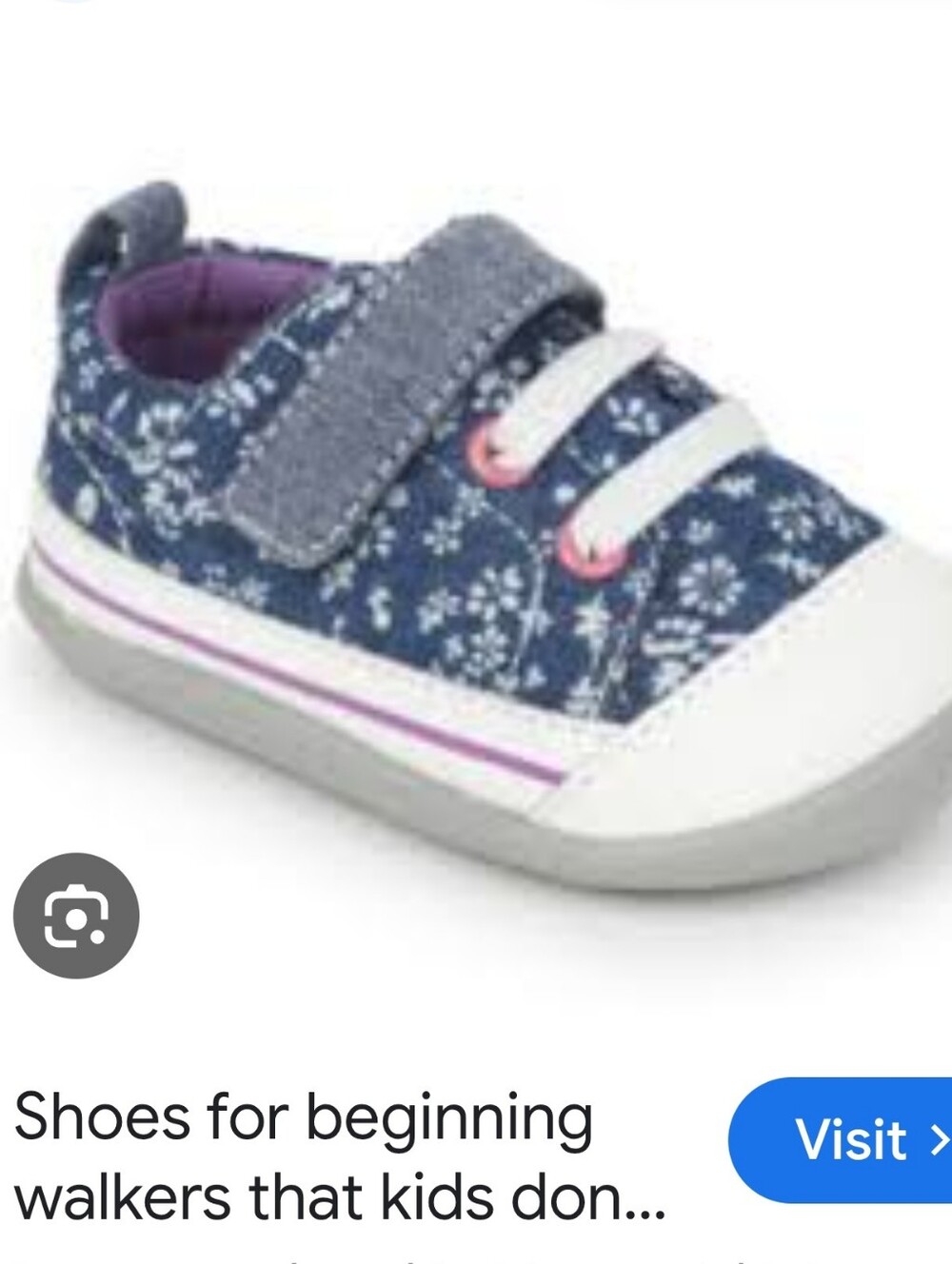See Kai Run Kids Floral Denim Sneaker - Blue and Pink